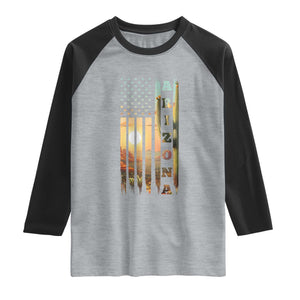 Patriotic Arizona State Flag Raglan Shirt Southwest Landscape Gift TS12 Heather Gray Black Print Your Wear