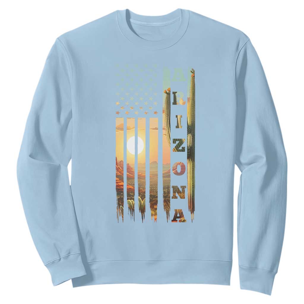 Patriotic Arizona State Flag Sweatshirt Southwest Landscape Gift TS12 Light Blue Print Your Wear