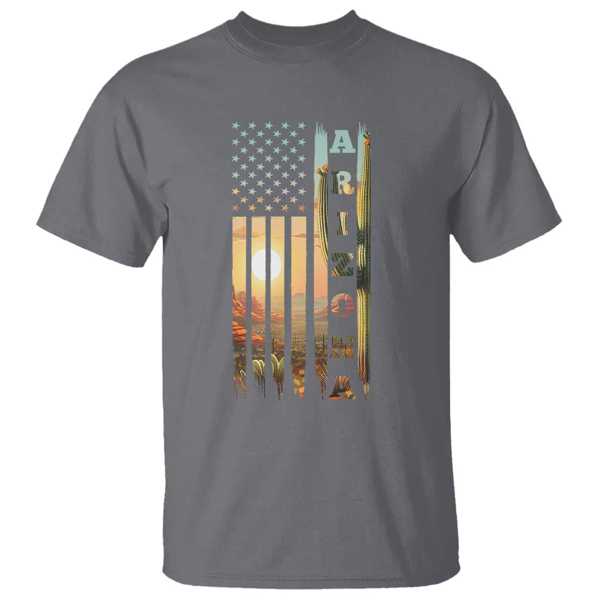 Patriotic Arizona State Flag T Shirt Southwest Landscape Gift TS12 Charcoal Print Your Wear