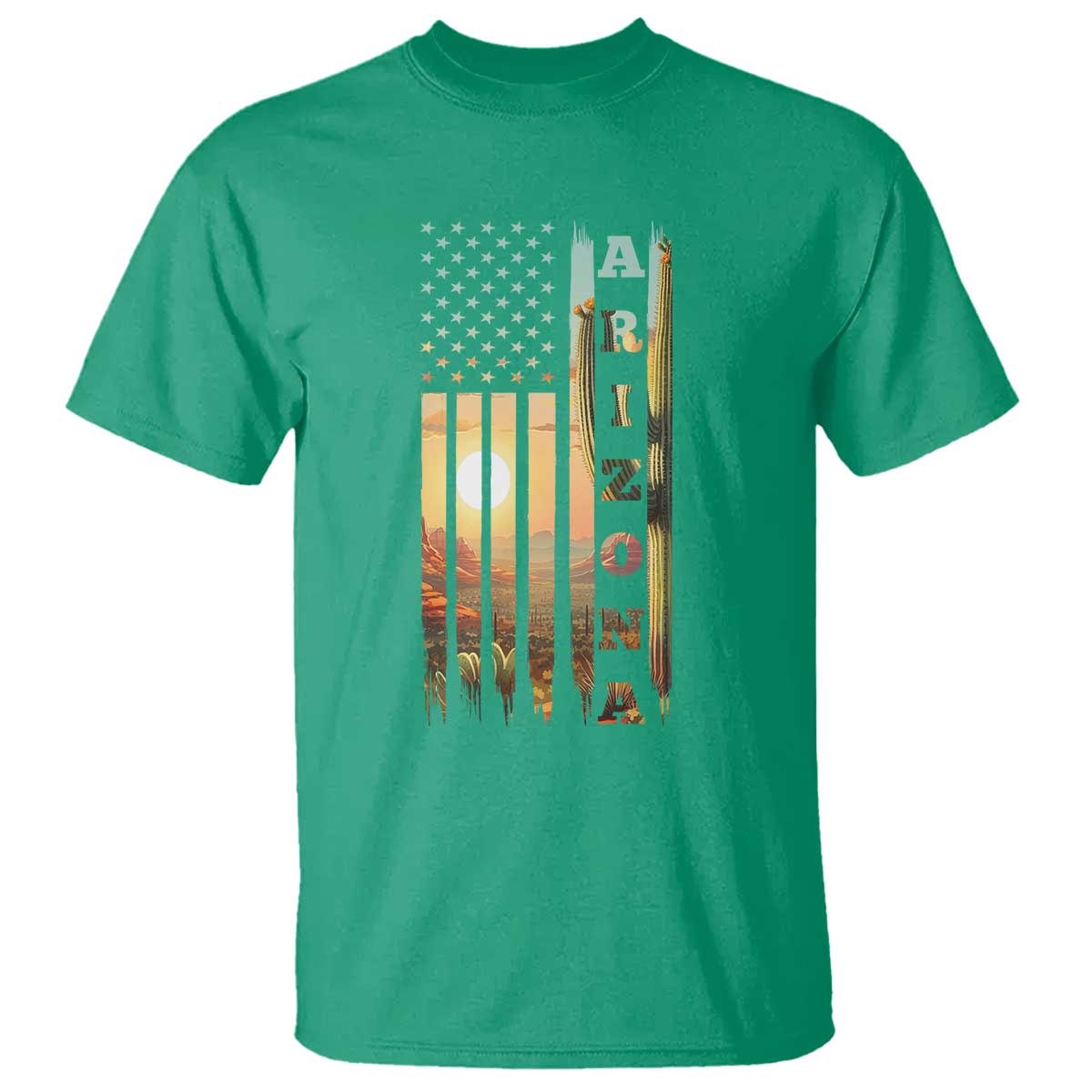 Patriotic Arizona State Flag T Shirt Southwest Landscape Gift TS12 Irish Green Print Your Wear