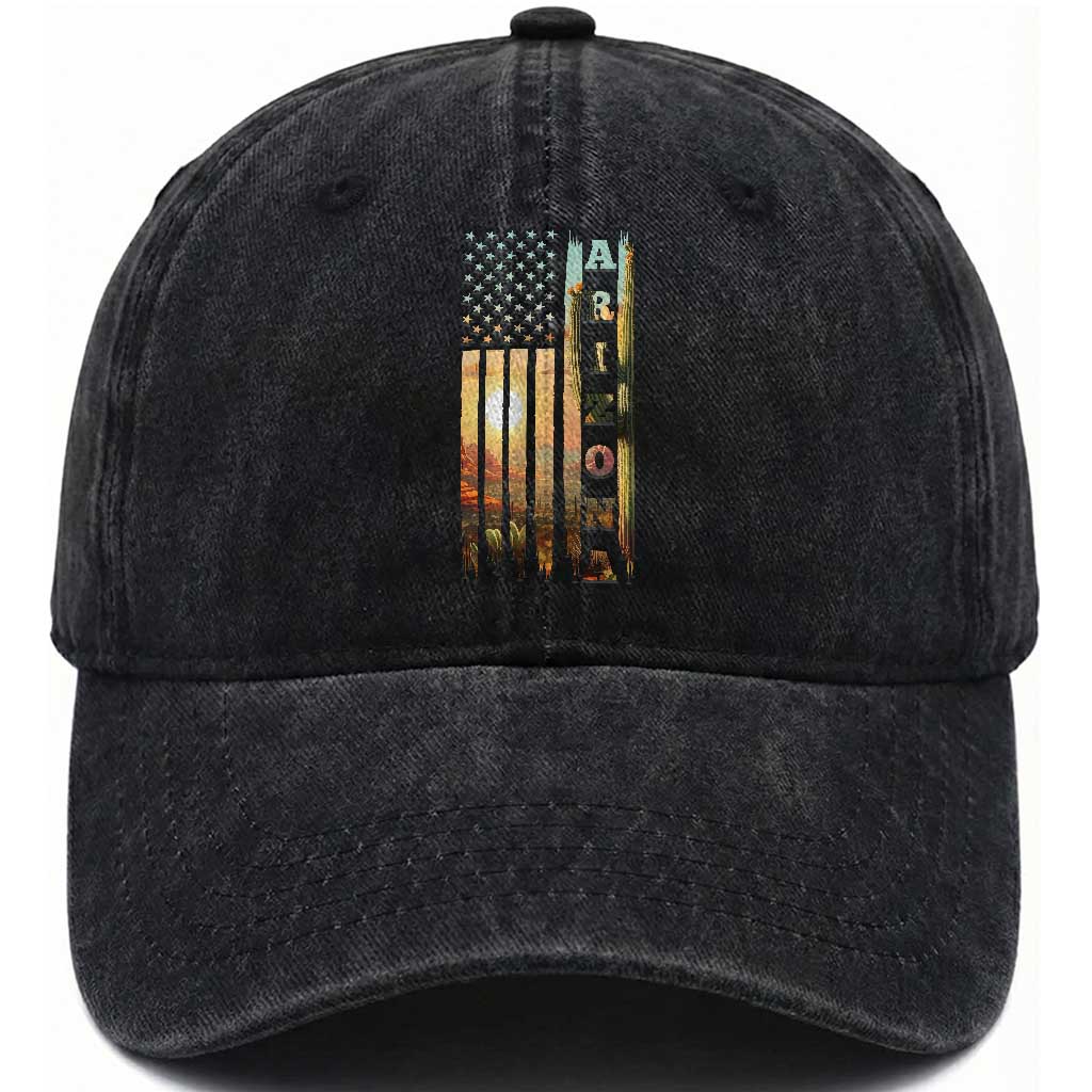 Patriotic Arizona State Flag Washed Cotton Baseball Cap Southwest Landscape Gift TS12 Print Your Wear