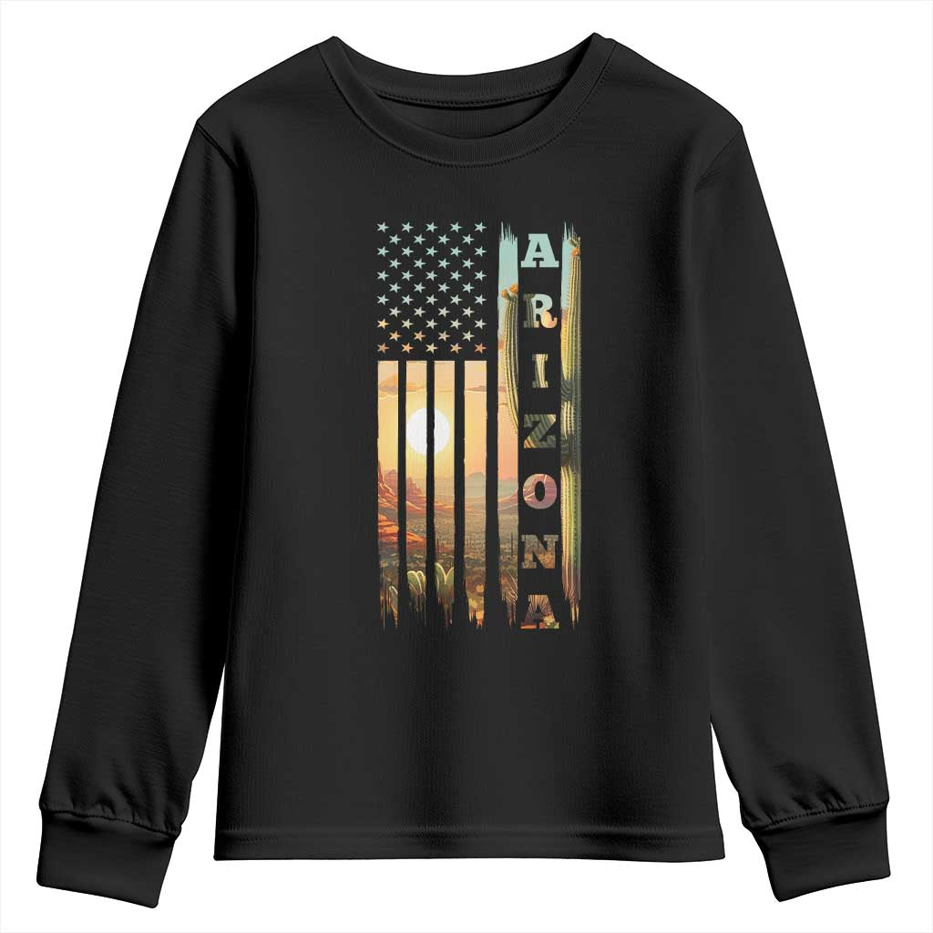Patriotic Arizona State Flag Youth Sweatshirt Southwest Landscape Gift TS12 Black Print Your Wear