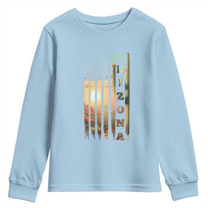 Patriotic Arizona State Flag Youth Sweatshirt Southwest Landscape Gift TS12 Light Blue Print Your Wear