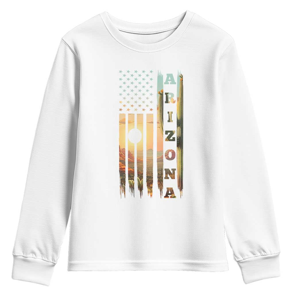 Patriotic Arizona State Flag Youth Sweatshirt Southwest Landscape Gift TS12 White Print Your Wear