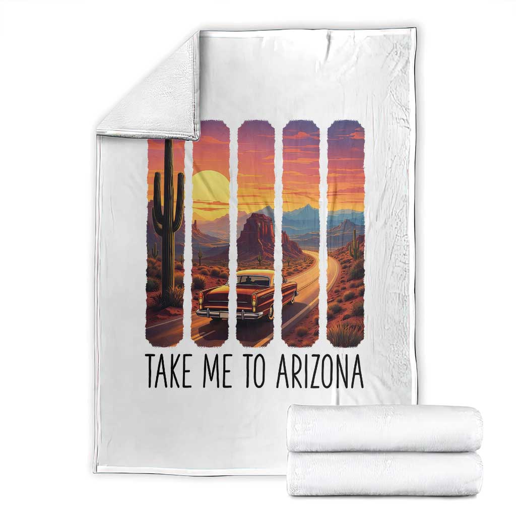 Arizona Desert Cactus Western Adventure Throw Blanket Take Me To AZ TS12 White Print Your Wear
