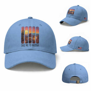 Arizona Desert Cactus Western Adventure Baseball Cap Take Me To AZ TS12 Baseball Cap Universal Fit Light Blue Print Your Wear