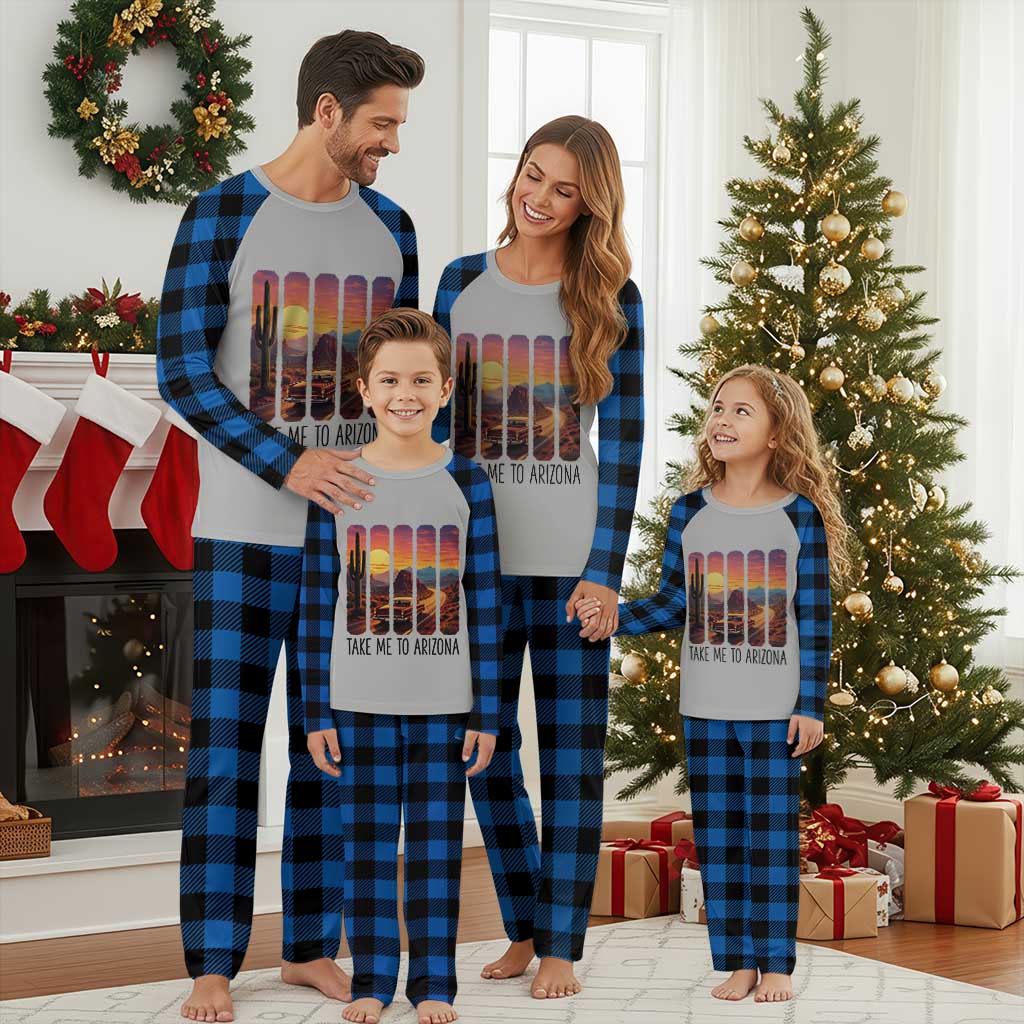 Arizona Desert Cactus Western Adventure Plaid Pajama Set Take Me To AZ TS12 Blue Plaid Print Your Wear