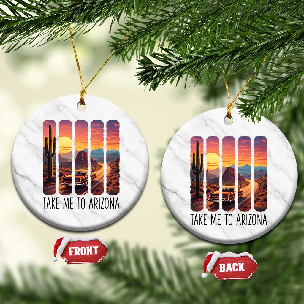 Arizona Desert Cactus Western Adventure Ceramic Ornament Take Me To AZ TS12 1pc White Marble Print Your Wear