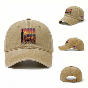 Arizona Desert Cactus Western Adventure Washed Cotton Baseball Cap Take Me To AZ TS12 Washed Cap Universal Fit Khaki Print Your Wear