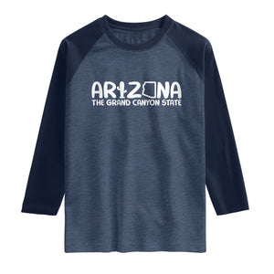 Arizona State Pride Raglan Shirt The Grand Canyon State Souvenir TS12 Heather Denim Navy Print Your Wear