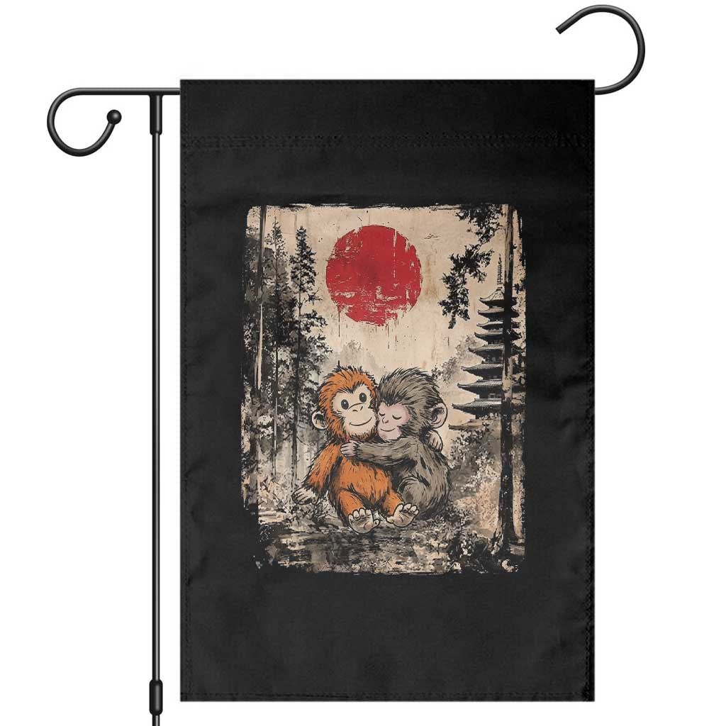 Vintage Japanese Ukiyoe Punch Baby Monkey Garden Flag Kawaii Animal Gift TS12 Black Print Your Wear