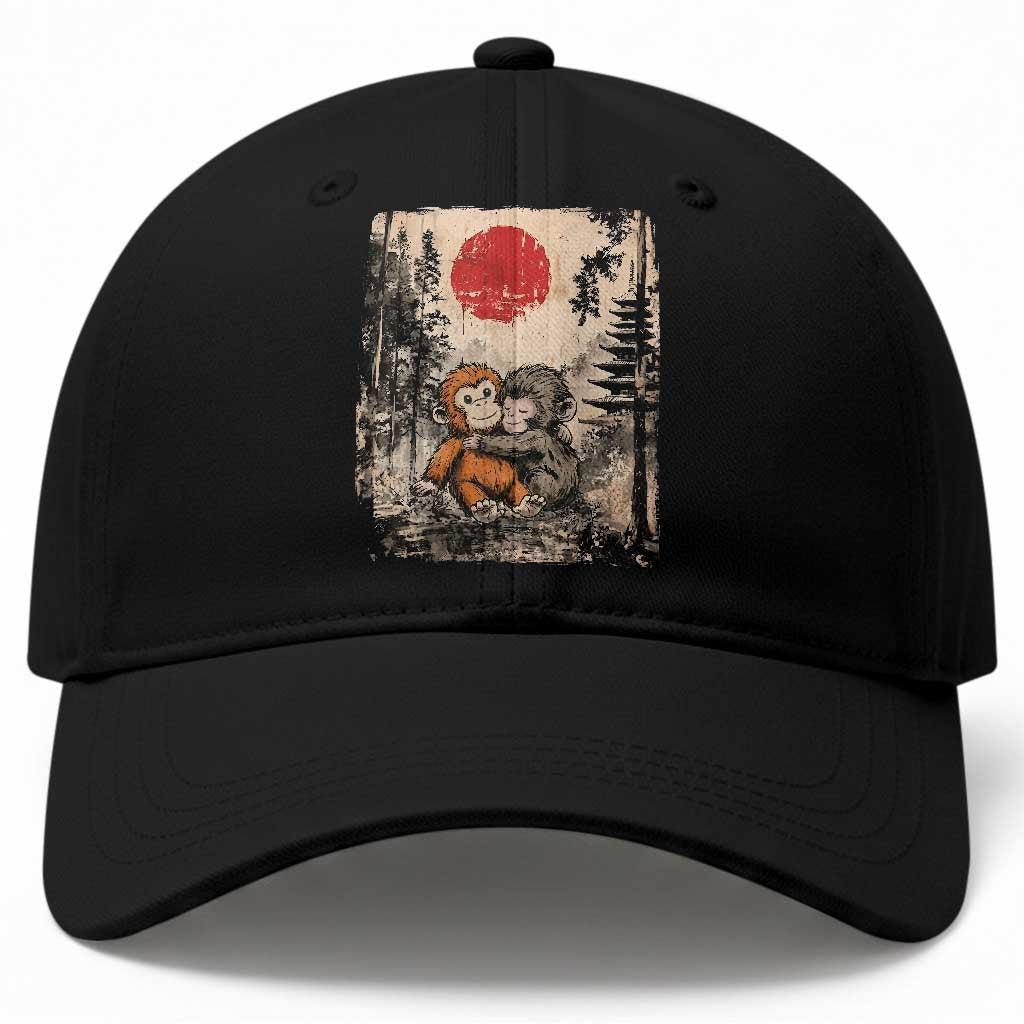 Vintage Japanese Ukiyoe Punch Baby Monkey Baseball Cap Kawaii Animal Gift TS12 Print Your Wear