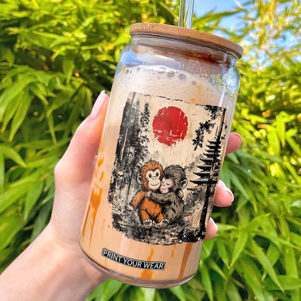 Vintage Japanese Ukiyoe Punch Baby Monkey Glass Can Kawaii Animal Gift TS12 Black Print Your Wear