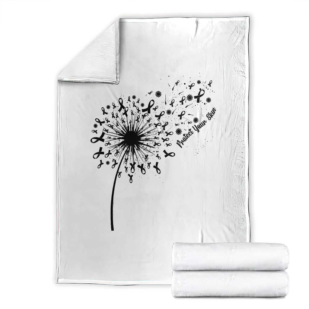 Protect Your Skin Throw Blanket Melanoma Awareness Dandelion Gift TS12 White Print Your Wear
