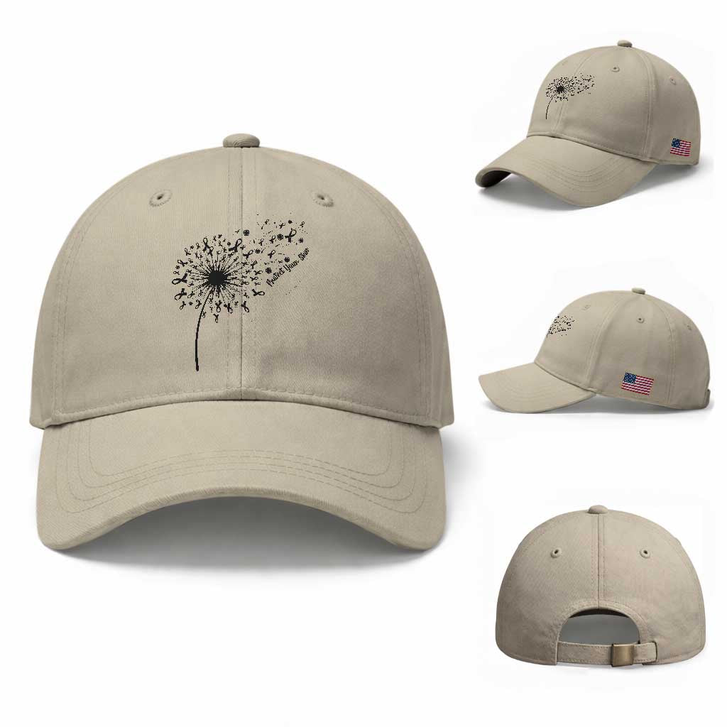 Protect Your Skin Baseball Cap Melanoma Awareness Dandelion Gift TS12 Baseball Cap Universal Fit Beige Print Your Wear
