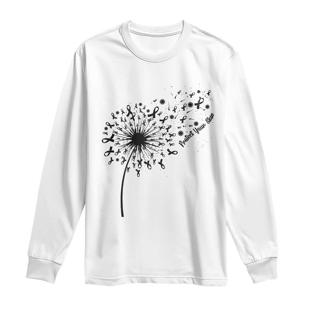 Protect Your Skin Long Sleeve Shirt Melanoma Awareness Dandelion Gift TS12 White Print Your Wear