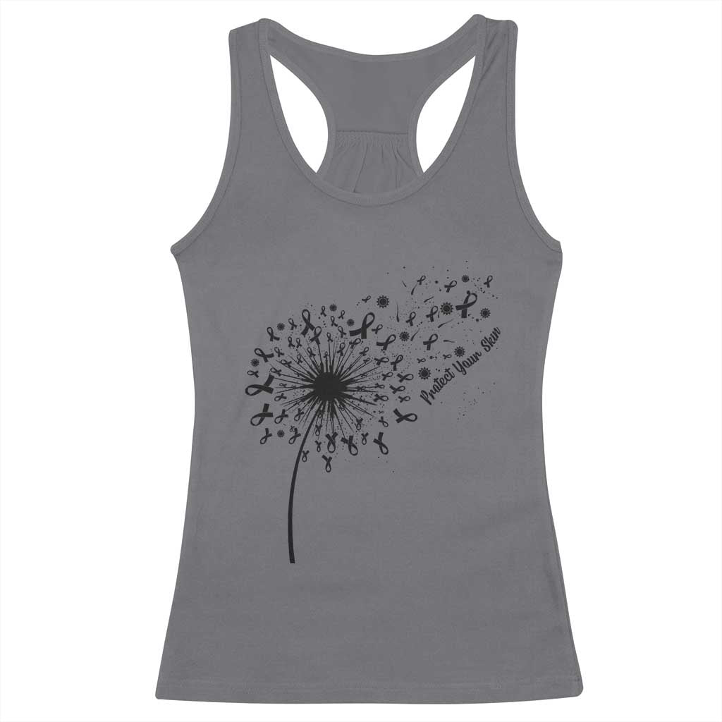 Protect Your Skin Racerback Tank Top Melanoma Awareness Dandelion Gift TS12 Charcoal Print Your Wear