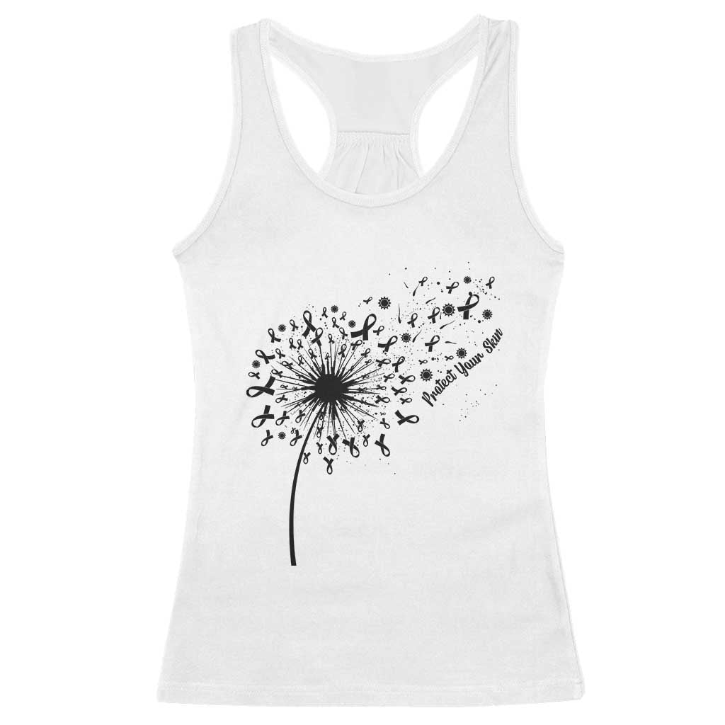 Protect Your Skin Racerback Tank Top Melanoma Awareness Dandelion Gift TS12 White Print Your Wear