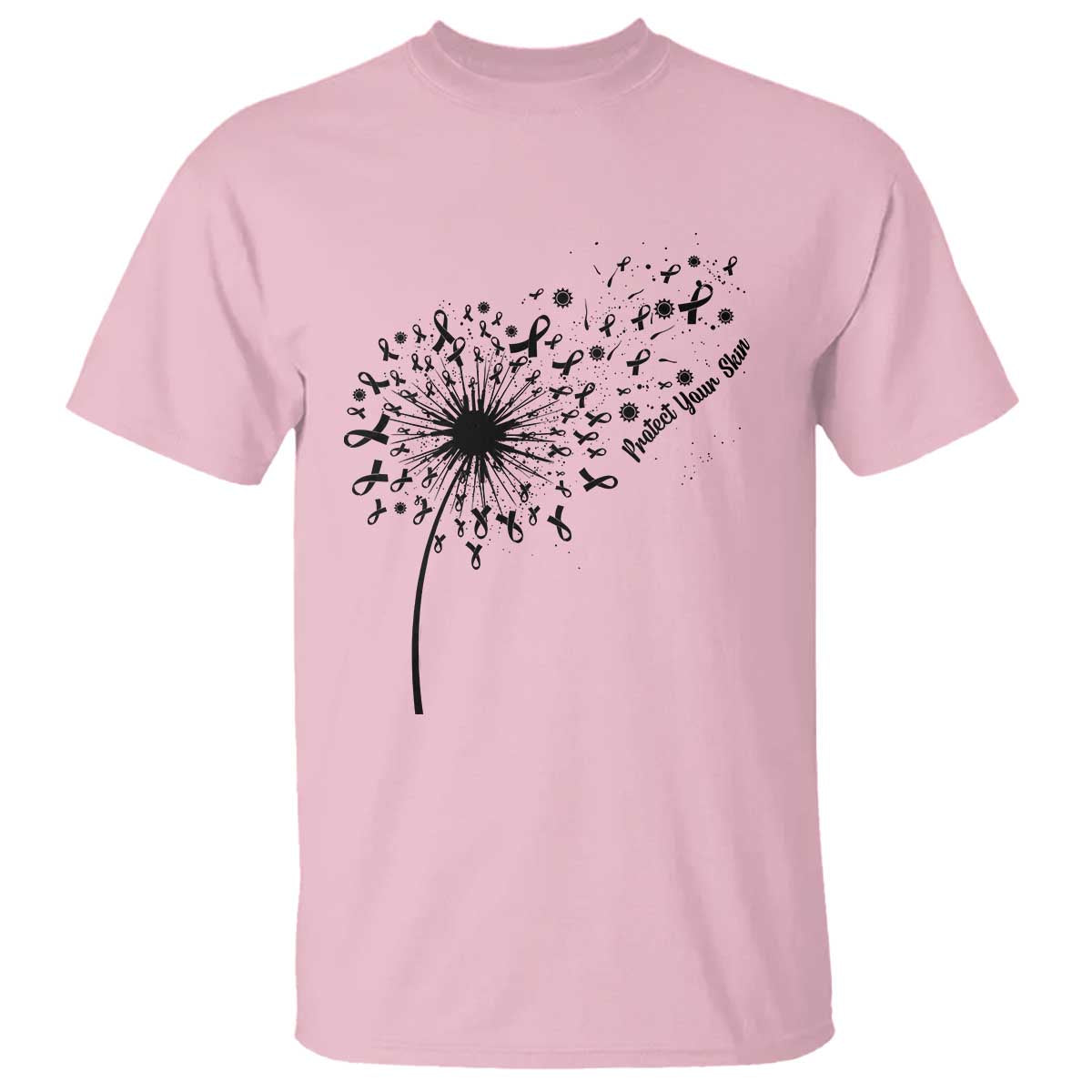 Protect Your Skin T Shirt Melanoma Awareness Dandelion Gift TS12 Light Pink Print Your Wear