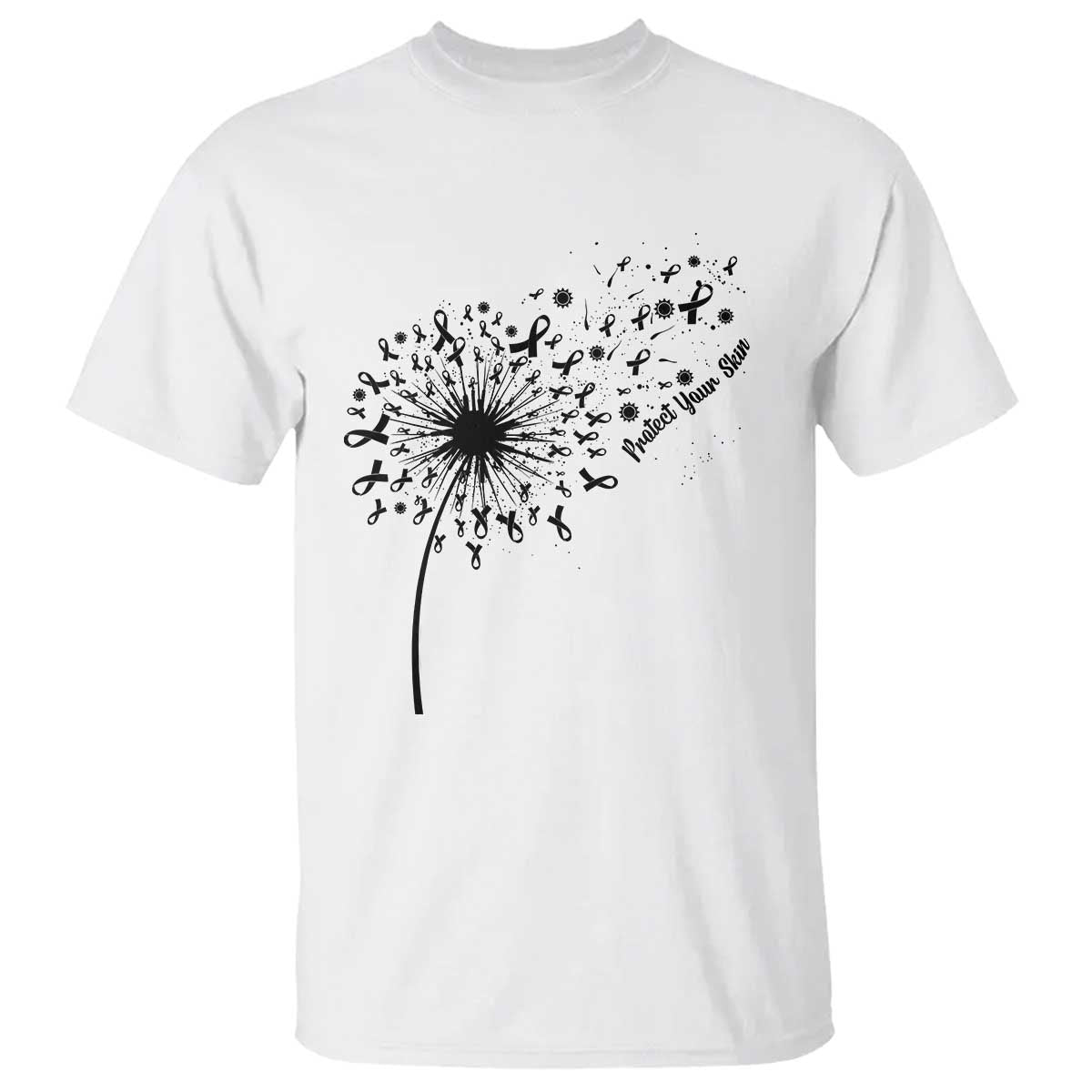 Protect Your Skin T Shirt Melanoma Awareness Dandelion Gift TS12 White Print Your Wear