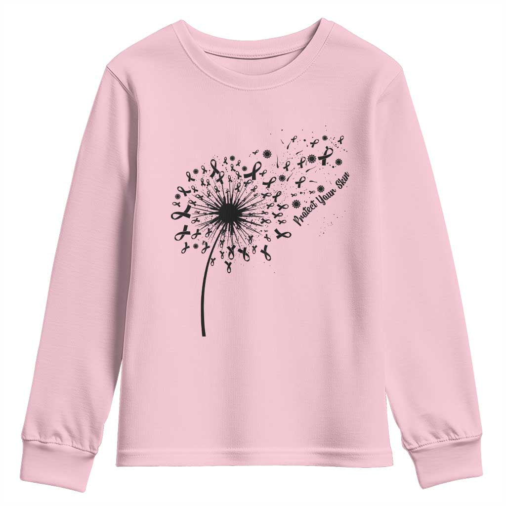 Protect Your Skin Youth Sweatshirt Melanoma Awareness Dandelion Gift TS12 Light Pink Print Your Wear