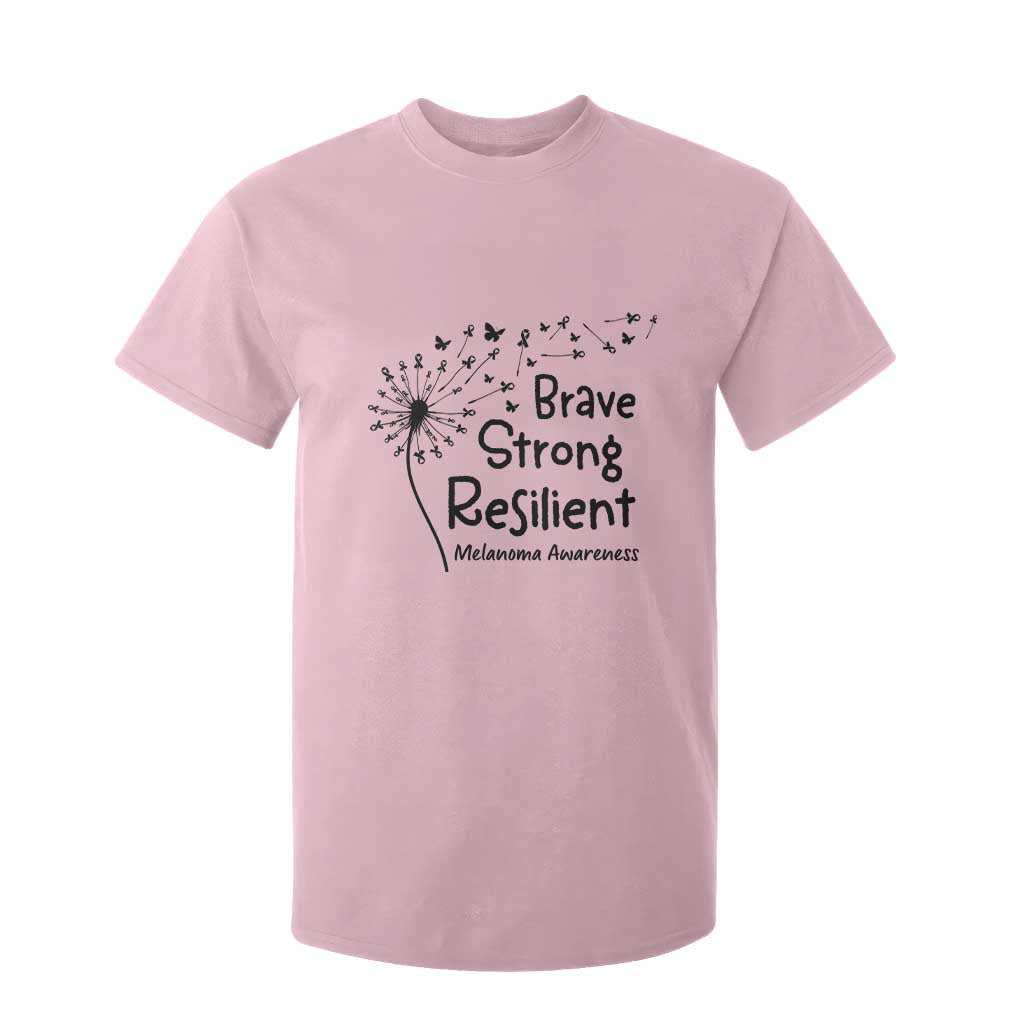Brave Strong Resilient T Shirt For Kid Melanoma Warrior Dandelion Gift TS12 Light Pink Print Your Wear