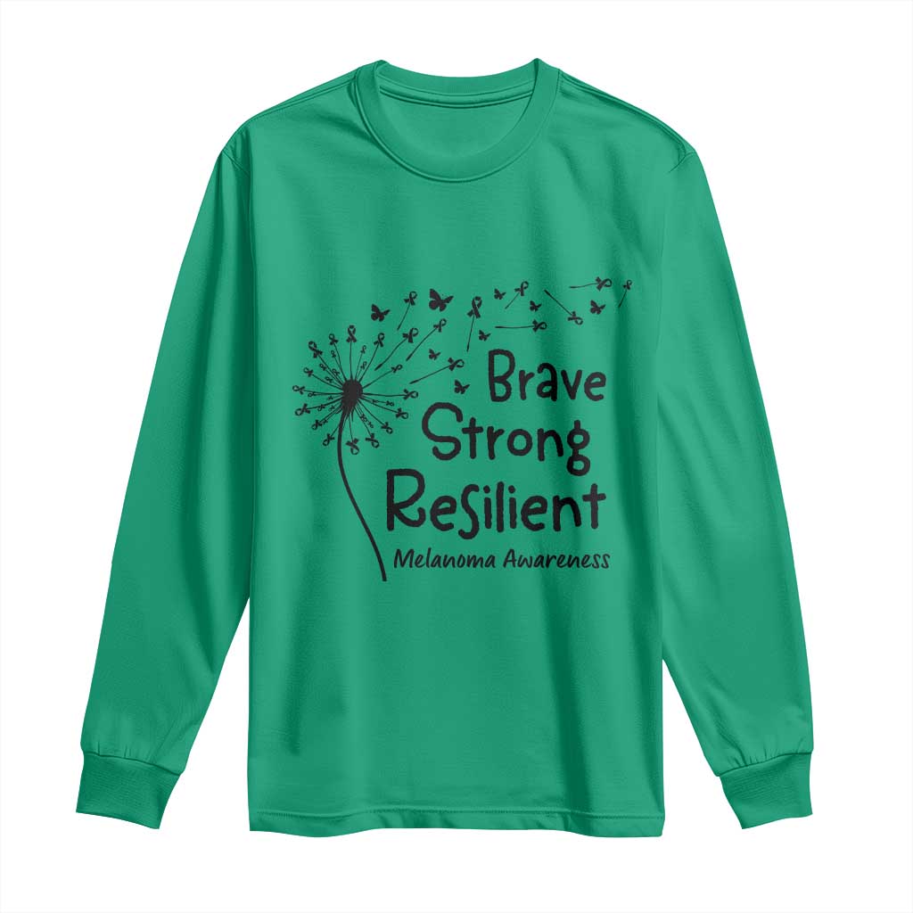 Brave Strong Resilient Long Sleeve Shirt Melanoma Warrior Dandelion Gift TS12 Irish Green Print Your Wear
