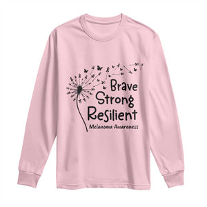 Brave Strong Resilient Long Sleeve Shirt Melanoma Warrior Dandelion Gift TS12 Light Pink Print Your Wear