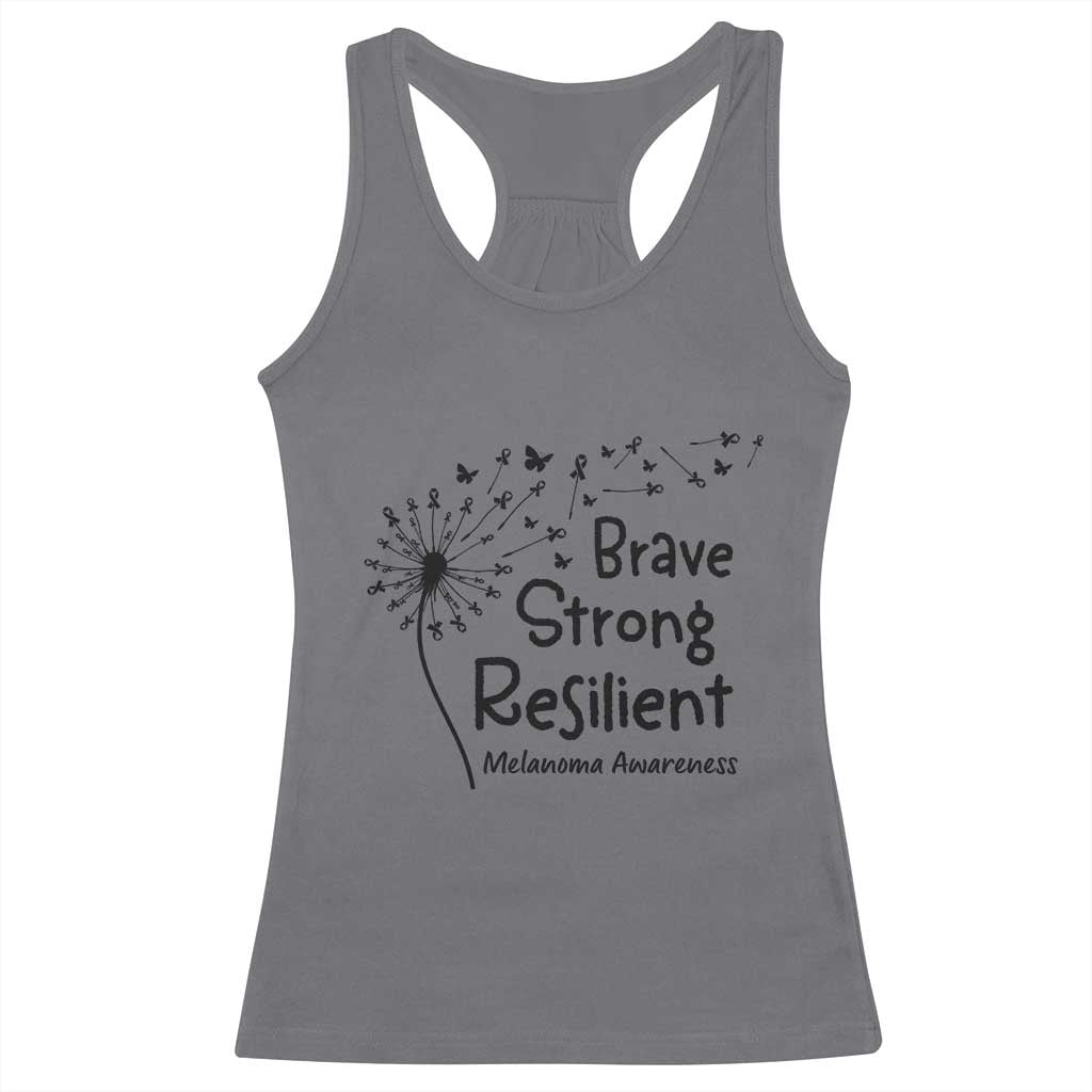 Brave Strong Resilient Racerback Tank Top Melanoma Warrior Dandelion Gift TS12 Charcoal Print Your Wear