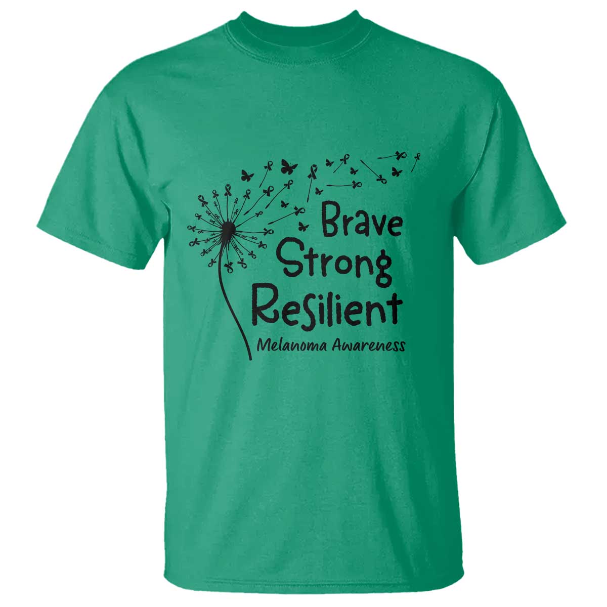 Brave Strong Resilient T Shirt Melanoma Warrior Dandelion Gift TS12 Irish Green Print Your Wear