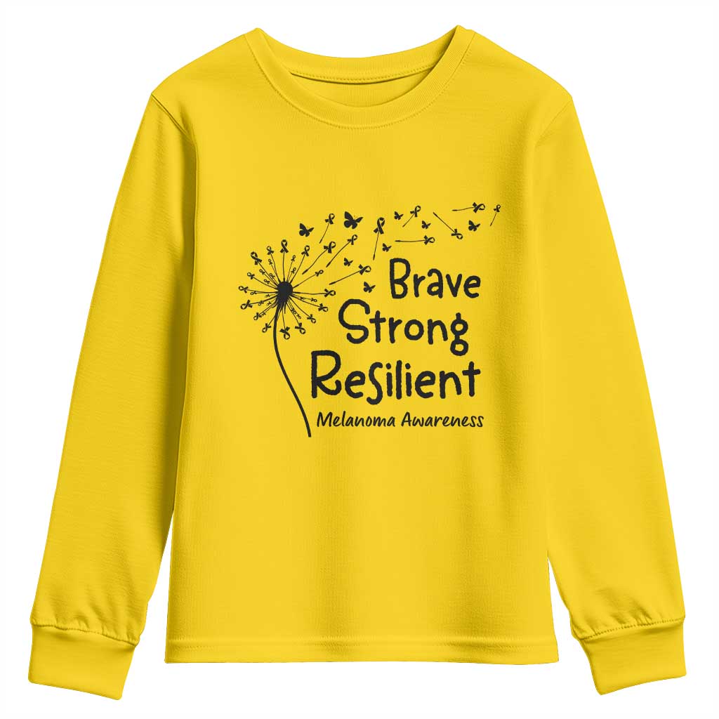 Brave Strong Resilient Youth Sweatshirt Melanoma Warrior Dandelion Gift TS12 Daisy Print Your Wear