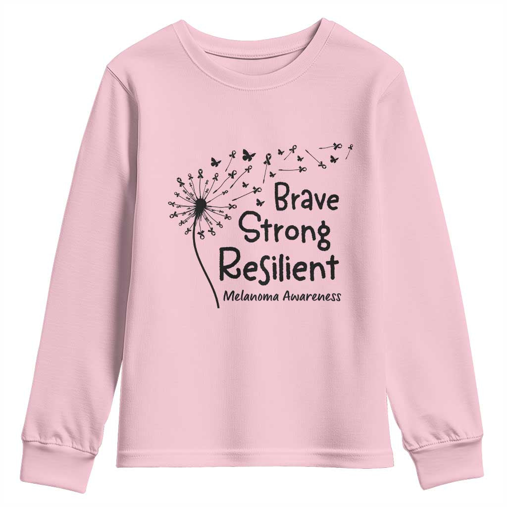 Brave Strong Resilient Youth Sweatshirt Melanoma Warrior Dandelion Gift TS12 Light Pink Print Your Wear
