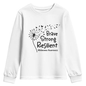 Brave Strong Resilient Youth Sweatshirt Melanoma Warrior Dandelion Gift TS12 White Print Your Wear