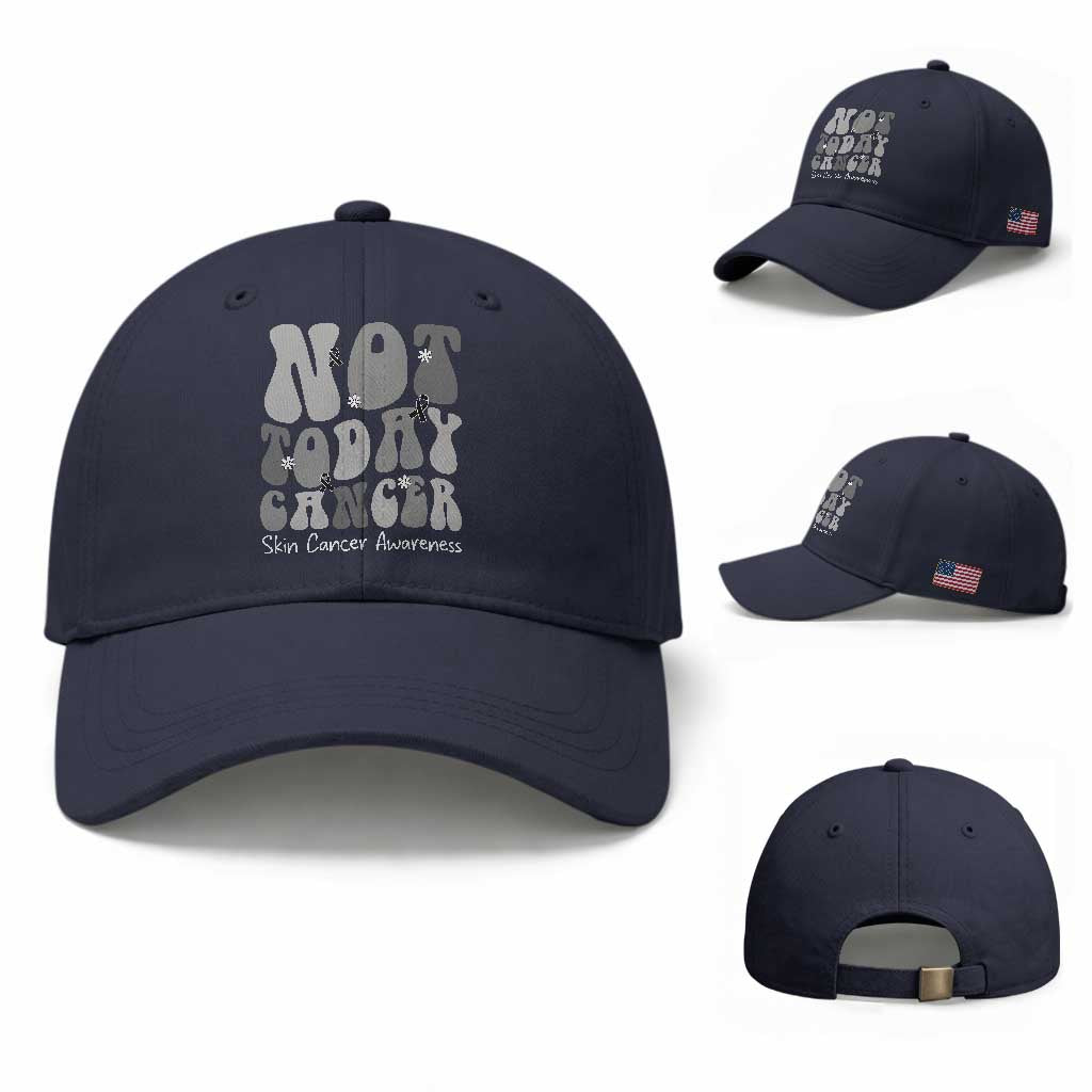 Not Today Melanoma Warrior Skeleton Cancer Fighter Baseball Cap TS12 Baseball Cap Universal Fit Navy Print Your Wear