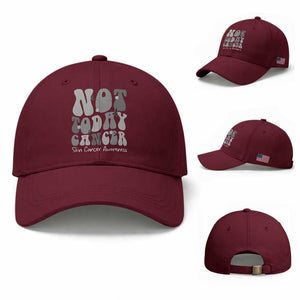 Not Today Melanoma Warrior Skeleton Cancer Fighter Baseball Cap TS12 Baseball Cap Universal Fit Maroon Print Your Wear