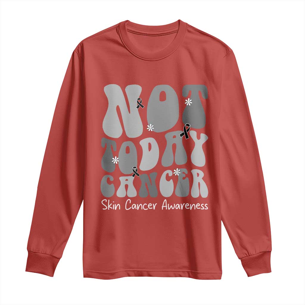 Not Today Melanoma Warrior Skeleton Cancer Fighter Long Sleeve Shirt TS12 Red Print Your Wear