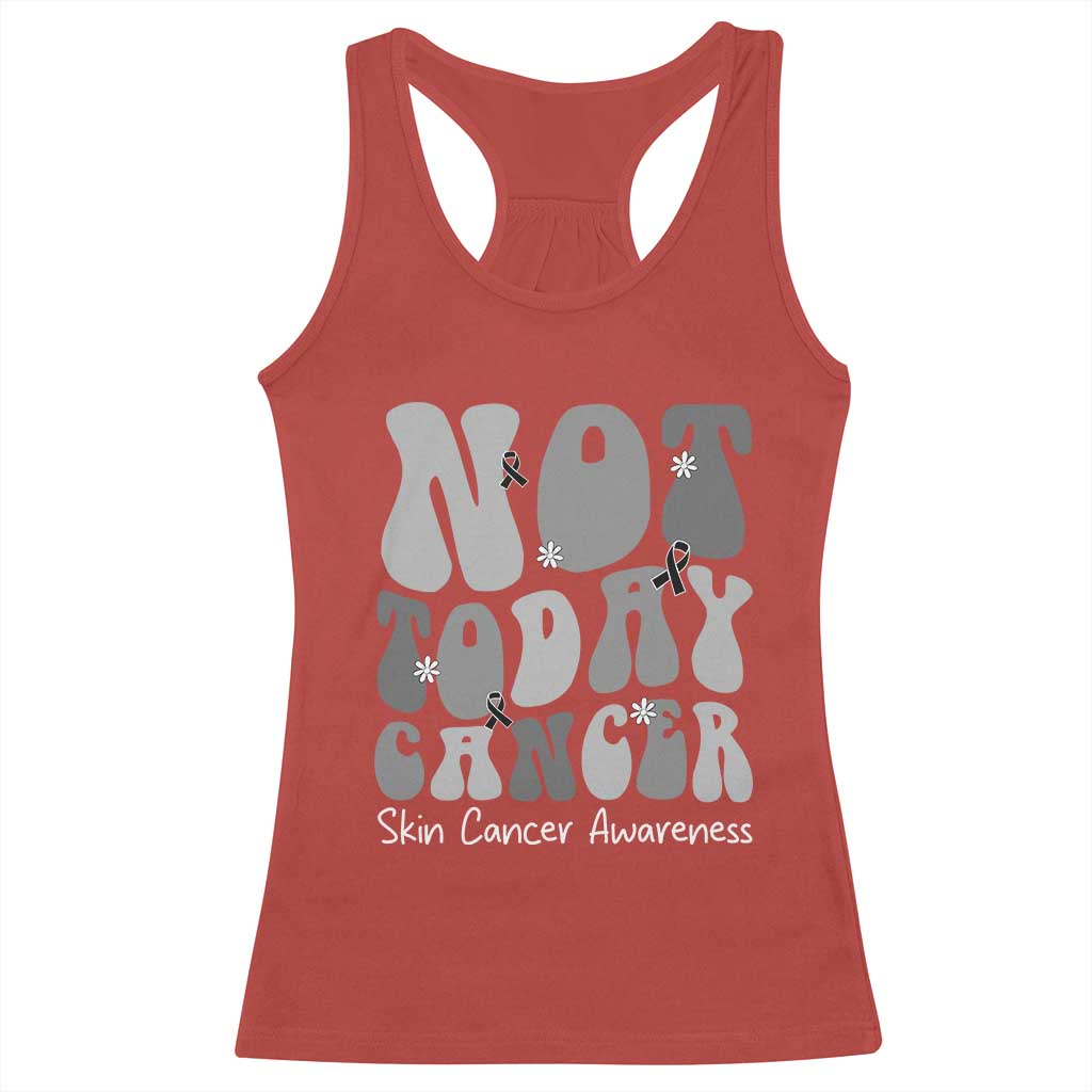 Not Today Melanoma Warrior Skeleton Cancer Fighter Racerback Tank Top TS12 Red Print Your Wear