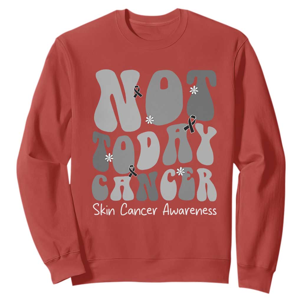 Not Today Melanoma Warrior Skeleton Cancer Fighter Sweatshirt TS12 Red Print Your Wear