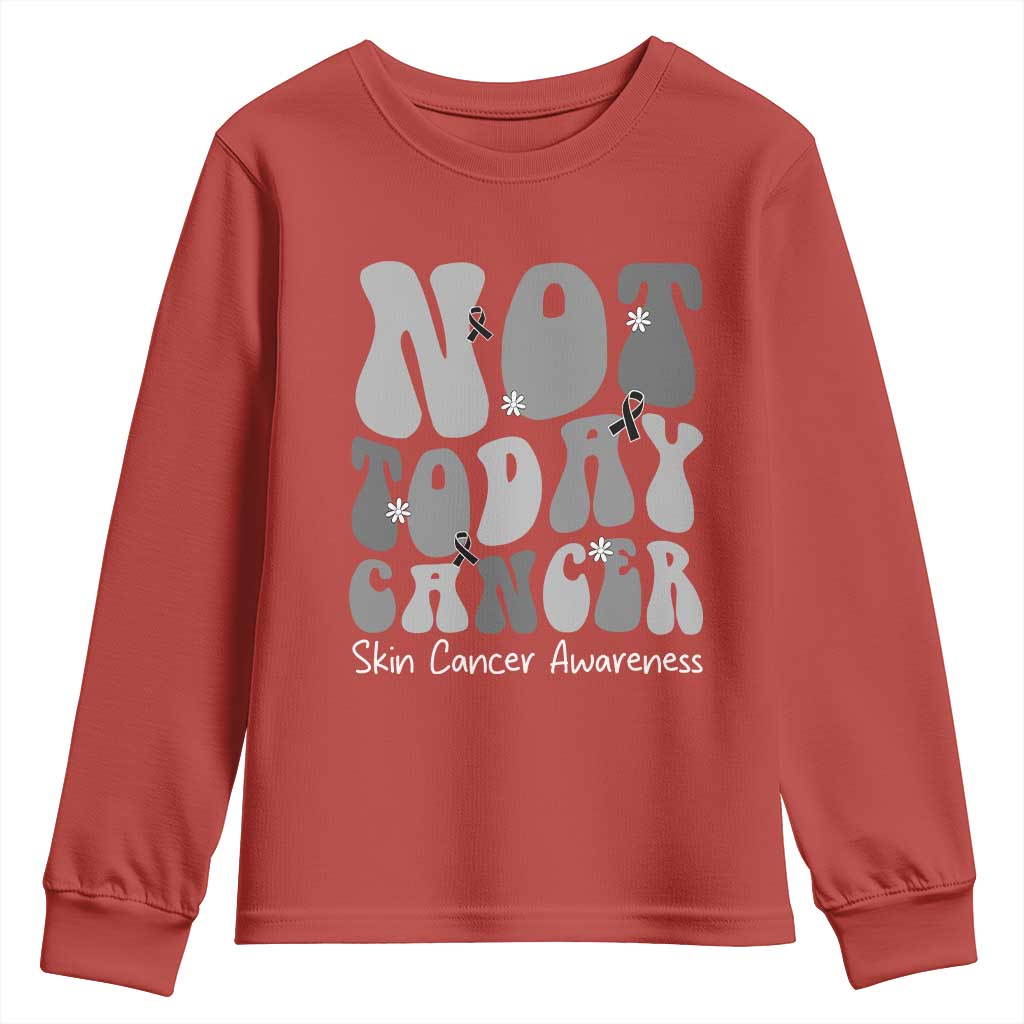Not Today Melanoma Warrior Skeleton Cancer Fighter Youth Sweatshirt TS12 Red Print Your Wear