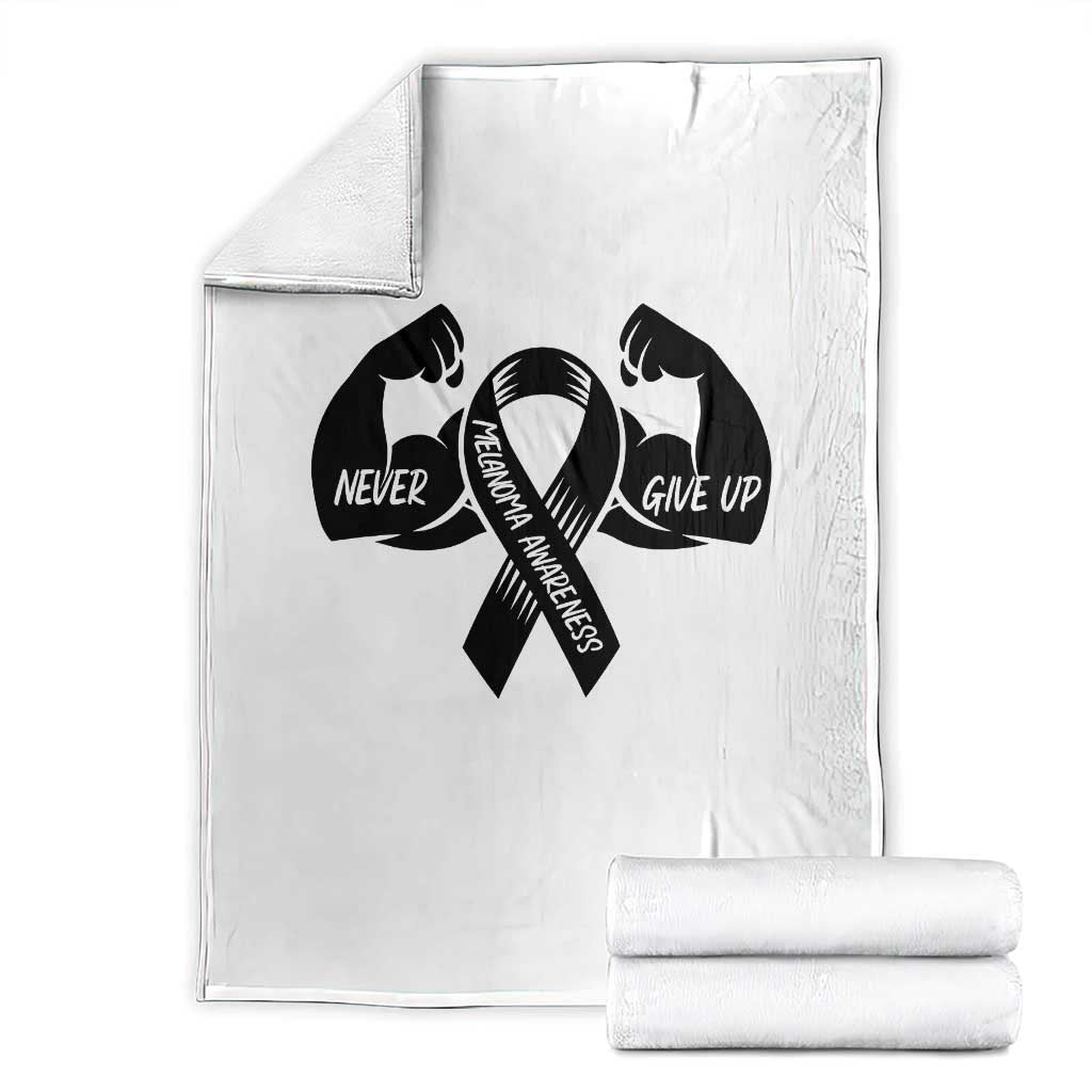 Melanoma Awareness Warrior Throw Blanket Never Give Up TS12 White Print Your Wear