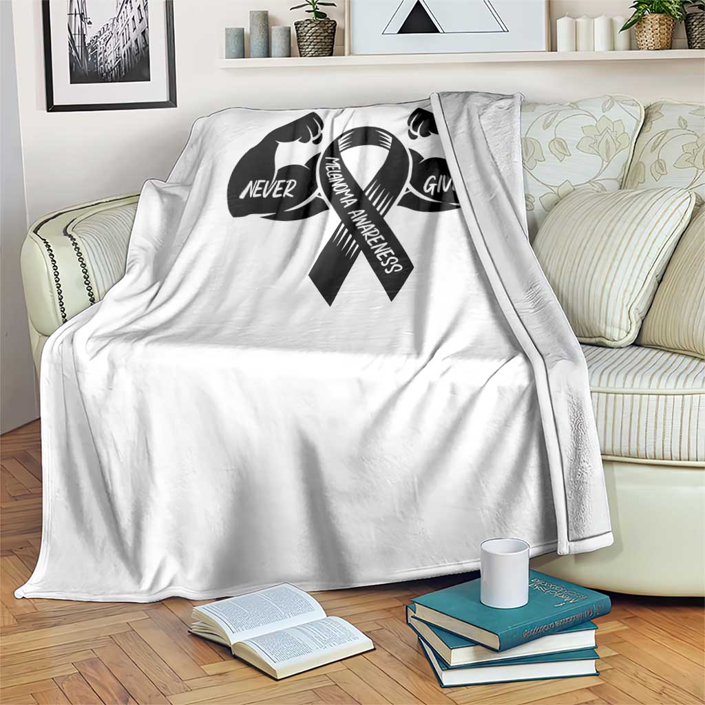 Melanoma Awareness Warrior Throw Blanket Never Give Up TS12 Print Your Wear