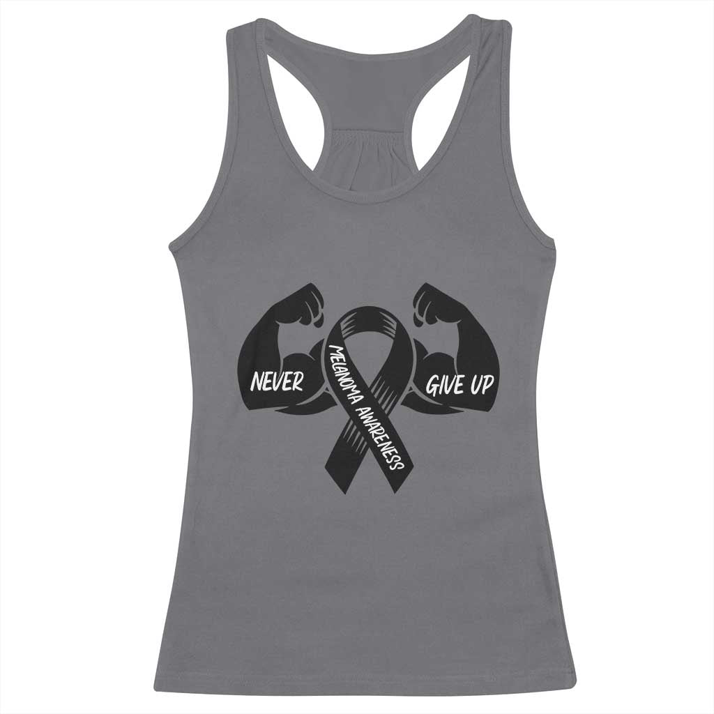 Melanoma Awareness Warrior Racerback Tank Top Never Give Up TS12 Charcoal Print Your Wear