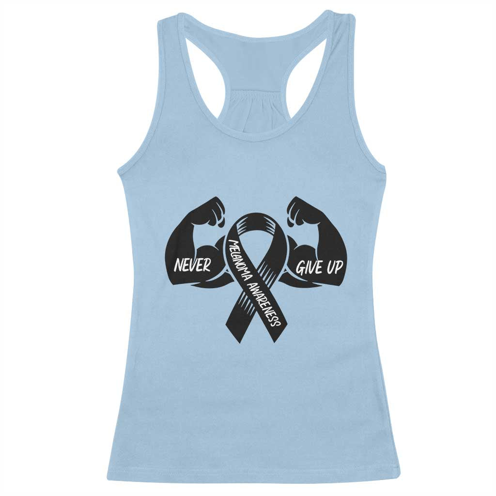 Melanoma Awareness Warrior Racerback Tank Top Never Give Up TS12 Light Blue Print Your Wear