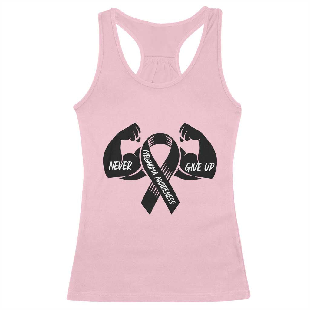 Melanoma Awareness Warrior Racerback Tank Top Never Give Up TS12 Light Pink Print Your Wear