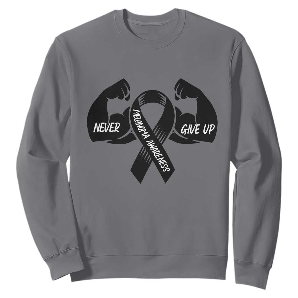 Melanoma Awareness Warrior Sweatshirt Never Give Up TS12 Charcoal Print Your Wear