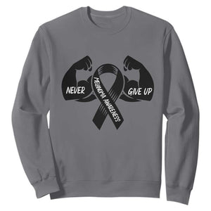 Melanoma Awareness Warrior Sweatshirt Never Give Up TS12 Charcoal Print Your Wear
