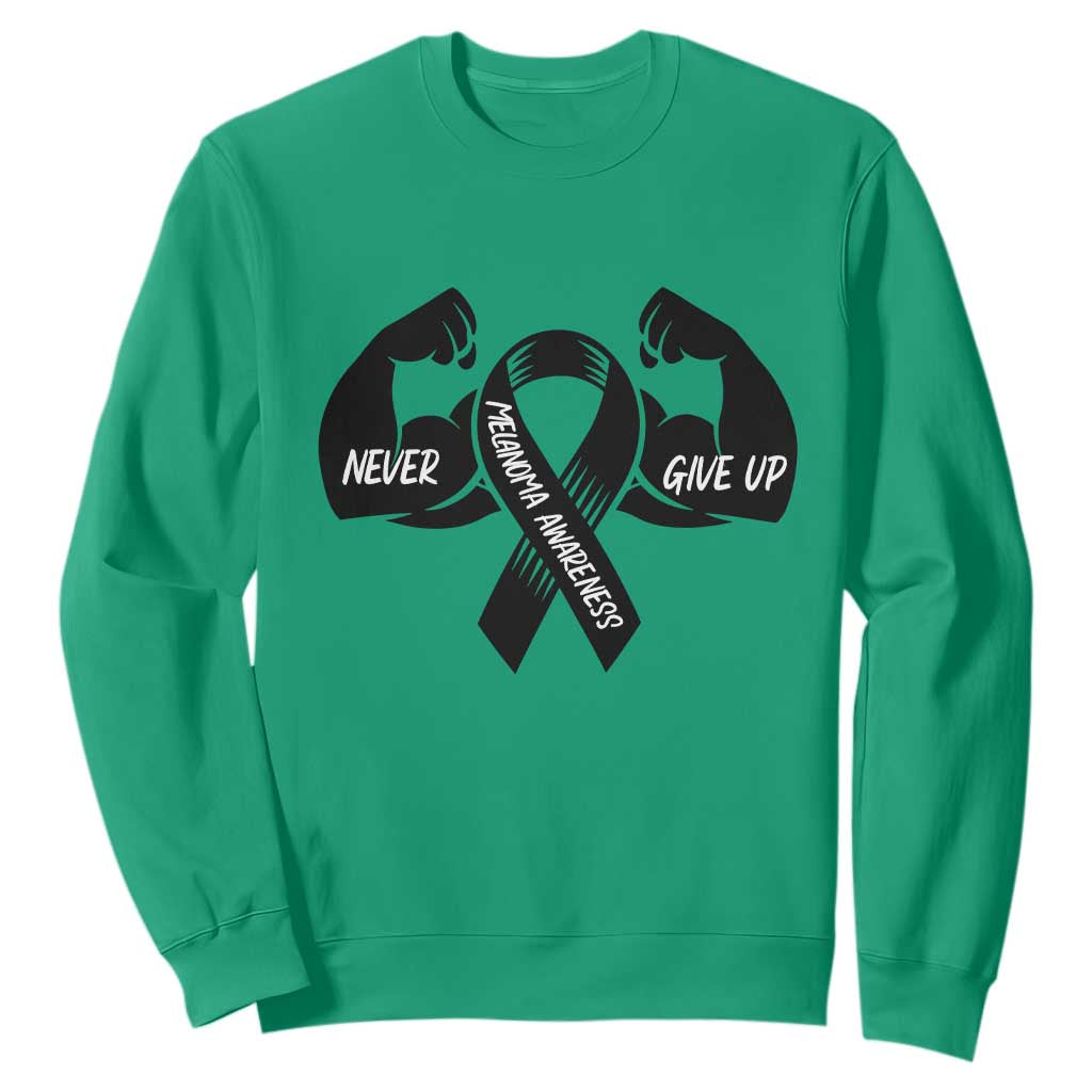 Melanoma Awareness Warrior Sweatshirt Never Give Up TS12 Irish Green Print Your Wear