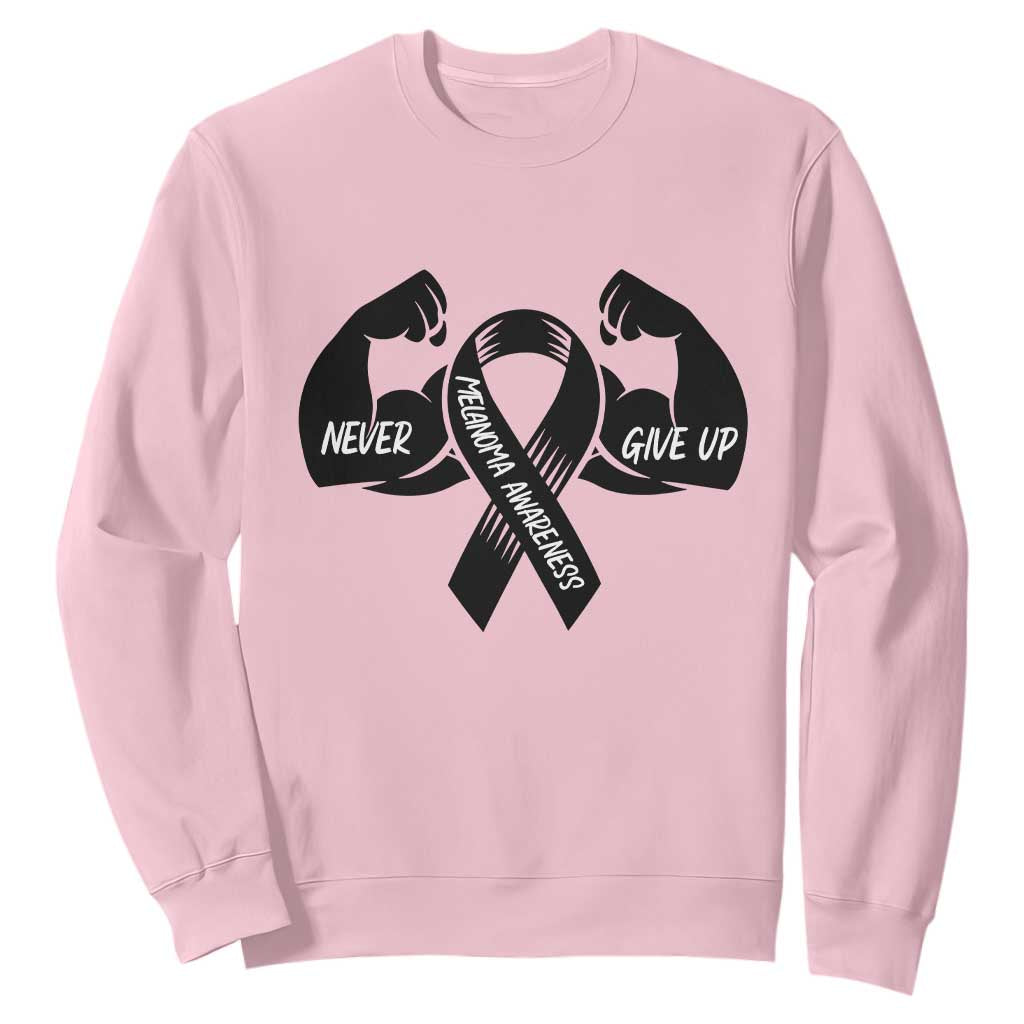 Melanoma Awareness Warrior Sweatshirt Never Give Up TS12 Light Pink Print Your Wear