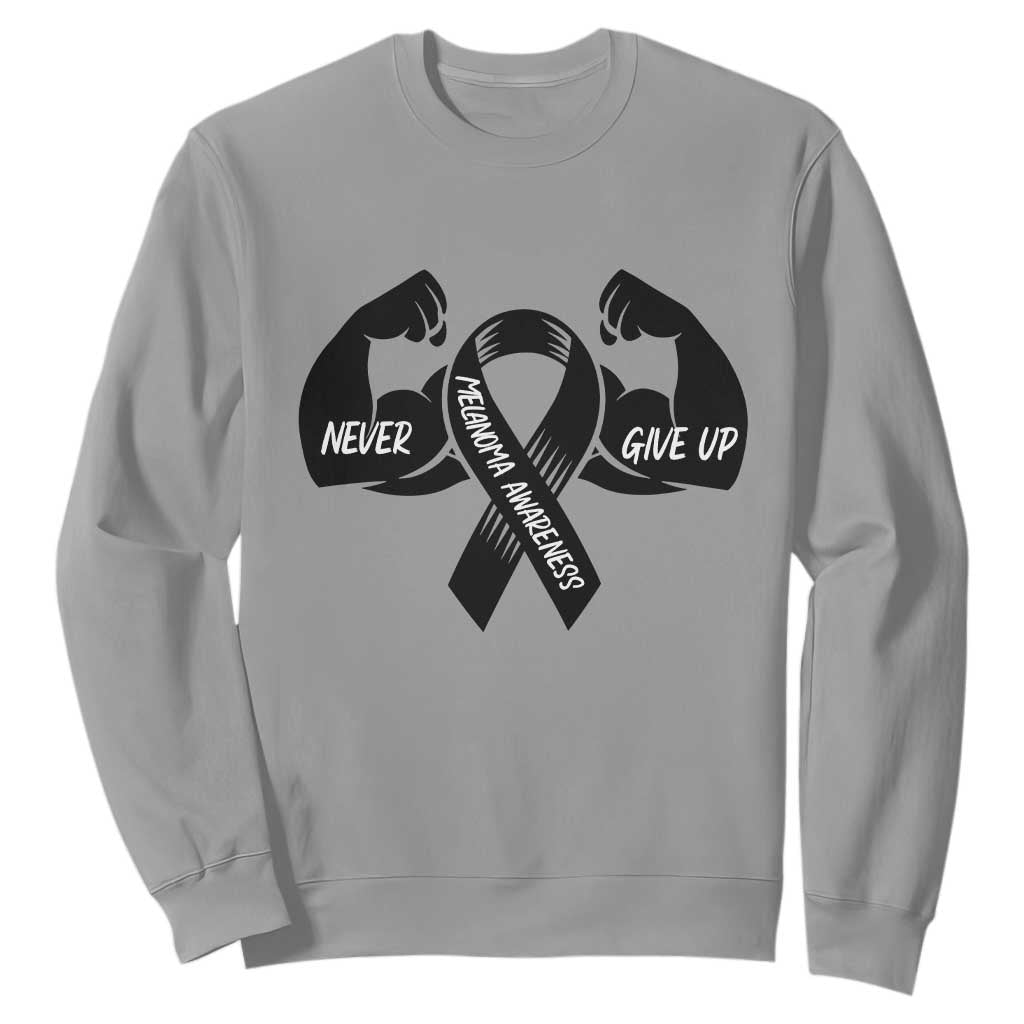 Melanoma Awareness Warrior Sweatshirt Never Give Up TS12 Sport Gray Print Your Wear