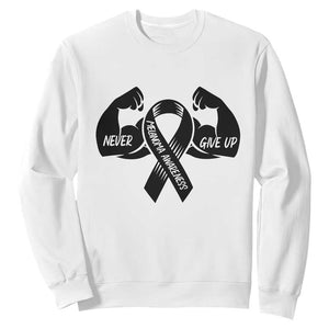 Melanoma Awareness Warrior Sweatshirt Never Give Up TS12 White Print Your Wear